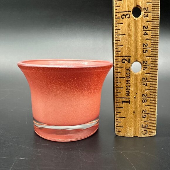 Vintage Tea Light Candle Holders Mauve Pink Glass 1980s Set of 2 Kmart Cottage - Picture 8 of 9